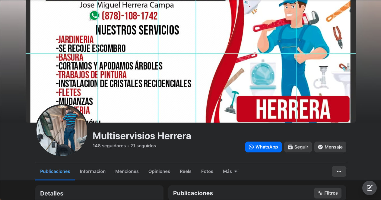 Página de Facebook de Multiservicios Herrera. Piedras Negras, Coahuila